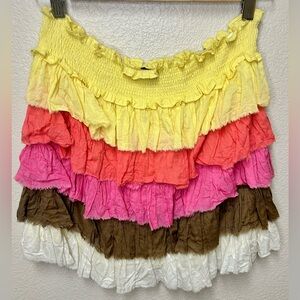 Double Zero tiered ruffle raw hem Skirt pull-on